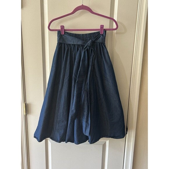 FT Inc Women’s Free Size Denim Look Wide Leg Cropped Pants Culottes Skirt Pants - Picture 1 of 8